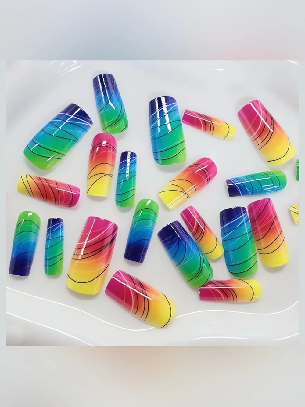 Colorful Fake Press On Nails NWT